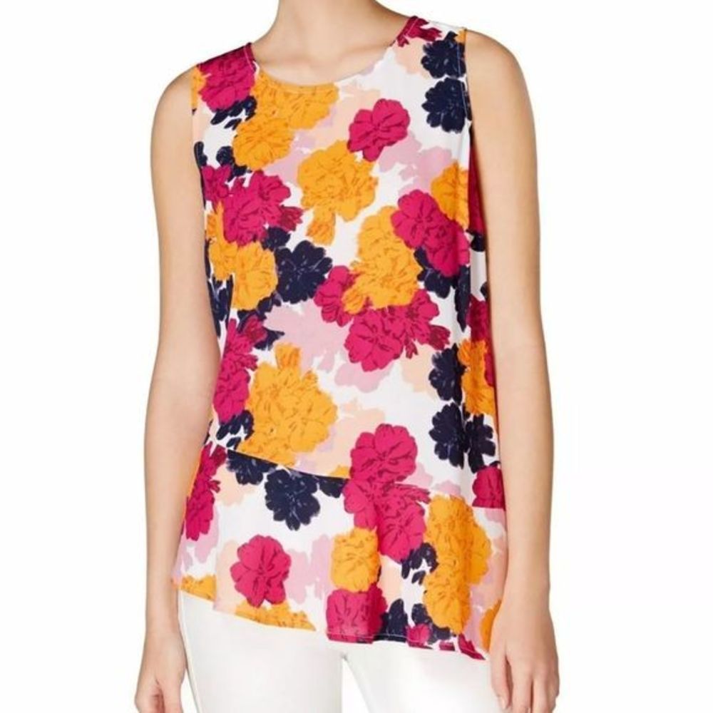 Maison‎ Jules Asymmetrical Floral Sleeveless Blouse